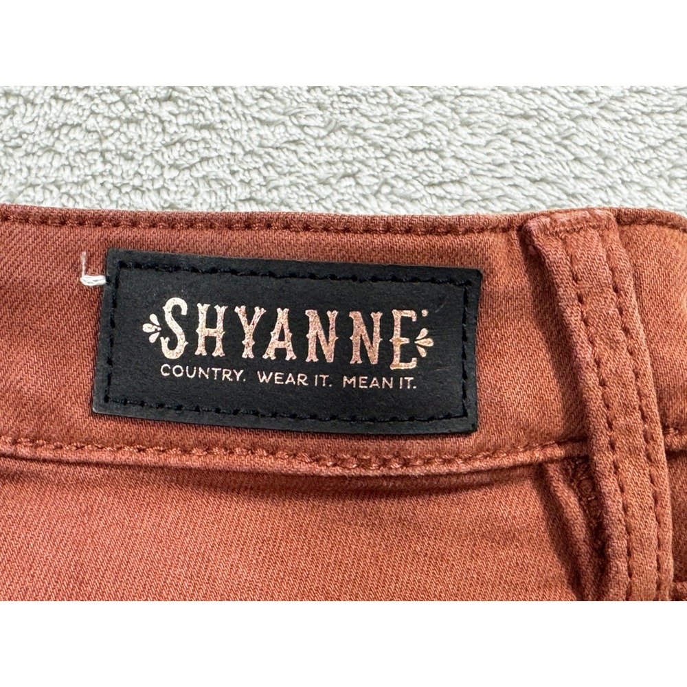 Shyanne Womens Flare Overlap Hem Rust Denim Jeans 25 Meas: 24x31.5 - Picture 4 of 9